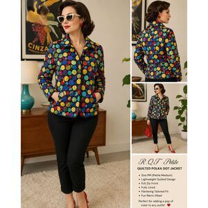 fall light Colorful Quilted Polka Dot Zip Jacket PM retro